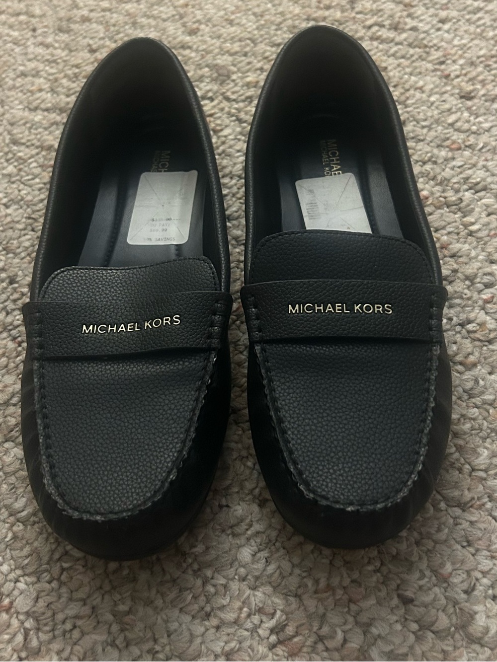 Michael Kors Black Leather Logo Penny Loafers